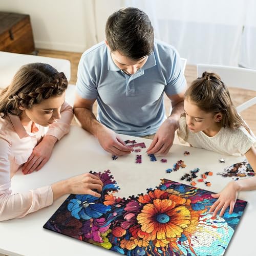 Puzzle für Kinder, farbenfrohes, Bezauberndes Blumen-Puzzle, für Teenager, Holzpuzzle, Lernpuzzle, Spiele, Heimdekoration, 300 Teile (40 x 28 cm) von GQmoney