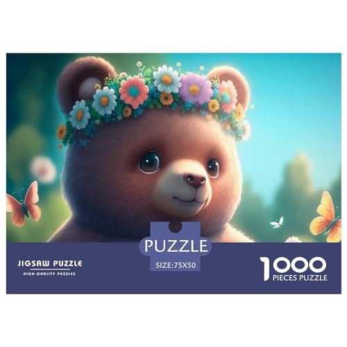 Puzzle für Kinder, niedlicher Bär, 1000 Teile, Puzzle für Erwachsene, Holzpuzzle für Erwachsene und Kinder, Stressabbau, 1000 Teile (75 x 50 cm) von GQmoney