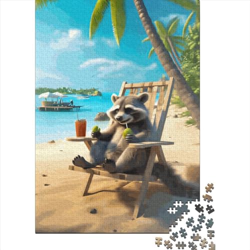 Puzzle für Kinder „Entspannen am Strand“, 500 Teile, kreatives Holzpuzzle für Kinder, Familien-Lernspiel für Erwachsene und Jugendliche (52 x 38 cm) von GQmoney