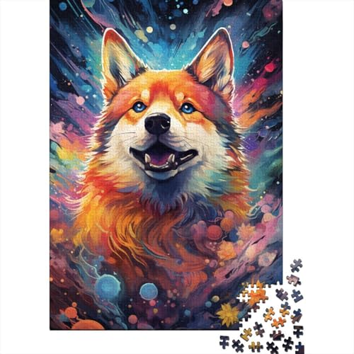 Puzzle für Kinder „The Psychedelia of Galaxy Shiba Inu“ Holzpuzzle, Lernpuzzle, Spiele, Heimdekoration, 1000 Teile (75 x 50 cm) von GQmoney