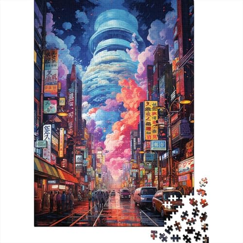 Puzzle für Kinder „The Psychedelia of Shibuya Yokocho“ 1000-teiliges Puzzle für Kinder, kreatives Holzpuzzle 1000 Teile (75 x 50 cm) von GQmoney