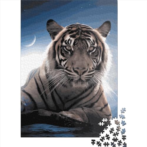 Puzzle für Kinder 1000 Teile, Der Tiger und der Mond, Puzzles für Kinder, kreatives Holzpuzzle, anspruchsvolles Spiel, 1000 Teile (75 x 50 cm) von GQmoney