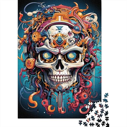 Puzzle für Kinder 1000 Teile, Psychedelischer Totenkopf, Puzzle für Kinder und Holzbrett-Puzzle, Spielzeug, Denkspiel, 1000 Teile (75 x 50 cm) von GQmoney