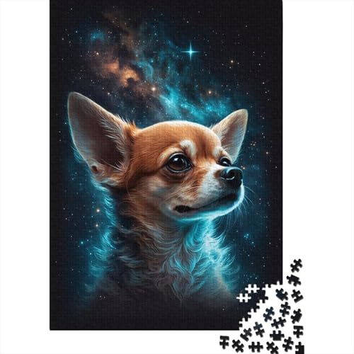 Puzzle für Kinder 1000 Teile Galaxy Chihuahua Puzzle für Kinder und Holzbrettpuzzle Spielzeug Denkspiel 1000 Teile (75x50cm) von GQmoney