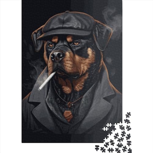 Puzzle für Kinder und Jugendliche, Rottweiler-Gangster, 1000-teiliges Puzzle, Holzpuzzle, kreatives Puzzle, Lernspielzeug (75 x 50 cm) von GQmoney