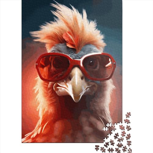 Puzzle für Kinder und Jugendliche, Sonnenbrille, Huhn, 500-teiliges Puzzle, Holzpuzzle, kreatives Puzzle, Lernspielzeug, 500 Teile (52 x 38 cm) von GQmoney