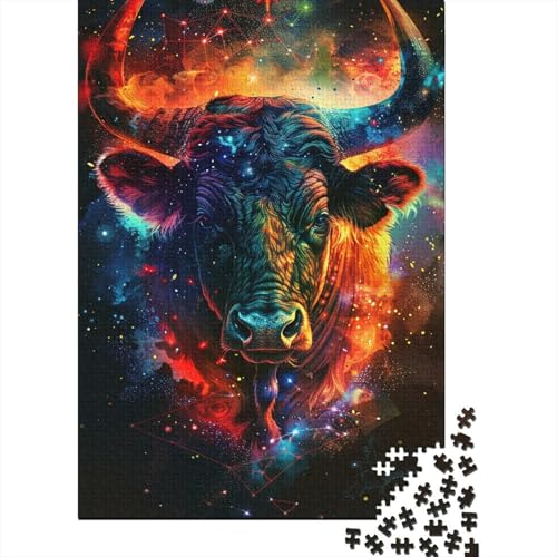 Puzzle für Kinder und Teenager, Kühe in den Sternen, 500-teiliges Puzzle, Holzpuzzle für 18-Jährige, Heimdekoration, 500 Teile (52 x 38 cm) von GQmoney