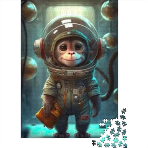 Puzzle mit 1000 Teilen, Astronauten-Weltraum-AFFE, kreative quadratische Puzzles für Erwachsene und Holzpuzzles, Spielzeug, Denkspiel, 1000 Teile (75 x 50 cm) von GQmoney