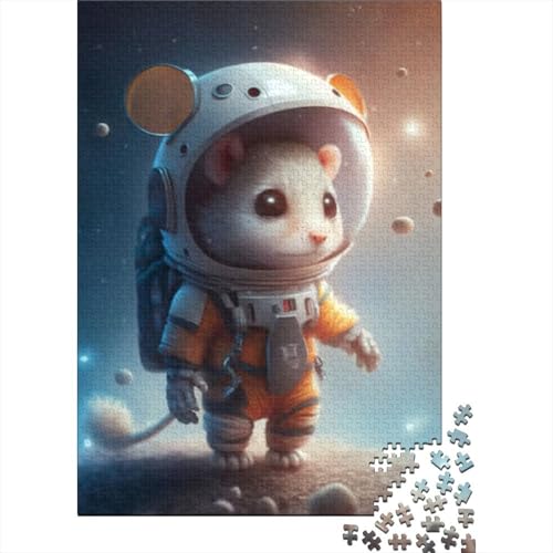 Puzzle mit 1000 Teilen, Astronauten-Weltraummaus, kreatives quadratisches Puzzle für Erwachsene und Holzpuzzle, Spielzeug, Denkspiel, 1000 Teile (75 x 50 cm) von GQmoney