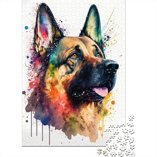 Puzzle mit 1000 Teilen, Deutscher Schäferhund, Schwierigkeitsgrad: Puzzle, Lernspiele, Spielzeug, 1000 Stück (75 x 50 cm) von GQmoney