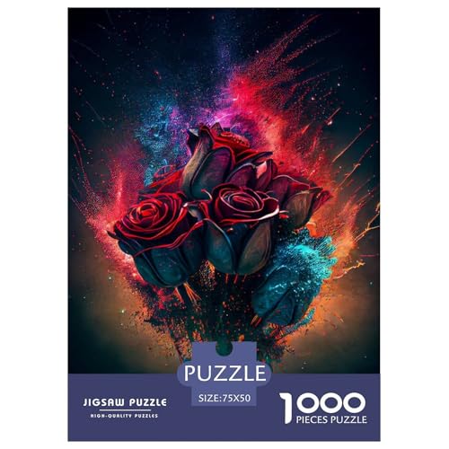 Puzzle mit 1000 Teilen, Fantasie-Rose, Puzzle zum Zusammenbauen, Spielzeug, interaktives Familienspiel, 1000 Teile (75 x 50 cm) von GQmoney