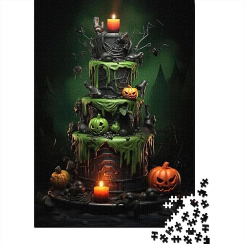 Puzzle mit 1000 Teilen, Halloween-Schloss, quadratisches Puzzle für Erwachsene, Holzpuzzle, Lernspielzeug, 1000 Stück (75 x 50 cm) von GQmoney