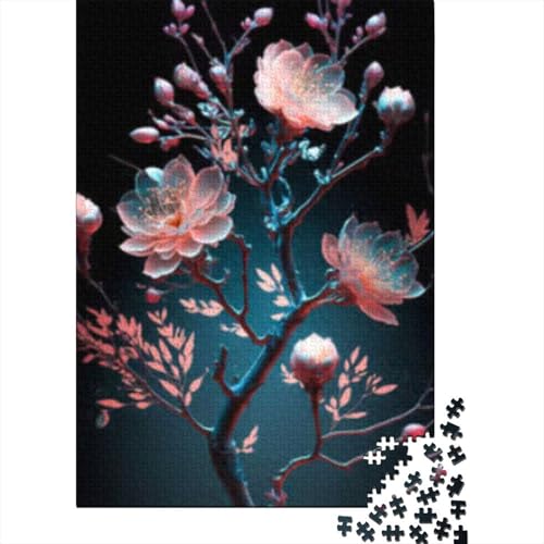 Puzzle mit 1000 Teilen, Pflaumenblüten-Blume, kreatives quadratisches Puzzle für Erwachsene und Holzpuzzle, Spielzeug, Denkspiel, 1000 Teile (75 x 50 cm) von GQmoney