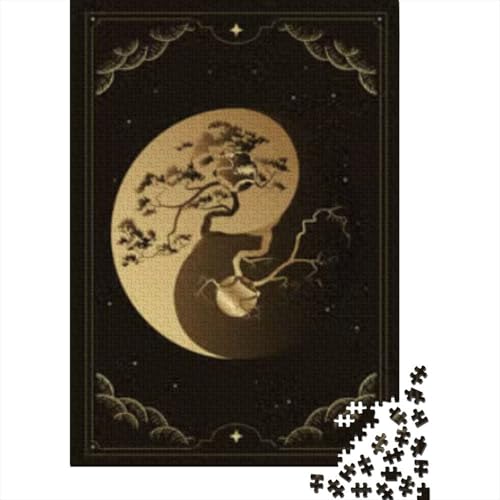 Puzzle mit 1000 Teilen, Yin- und Yang-Bonsai-Baum, kreatives quadratisches Puzzle für Erwachsene, Holzpuzzle, Puzzle für Erwachsene, Lernspiel, Herausforderungsspielzeug, 1000 Stück (75 x 50 cm) von GQmoney