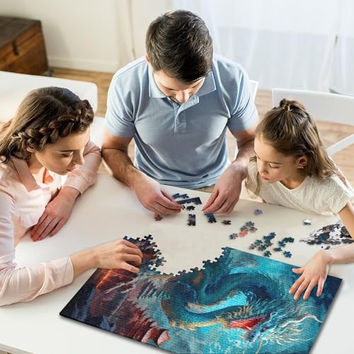 Puzzle mit 1000 Teilen, chinesischer Drache, Puzzle, Heim-Wanddekoration, Lernspielzeug, Familienspiel, 1000 Stück (75 x 50 cm) von GQmoney