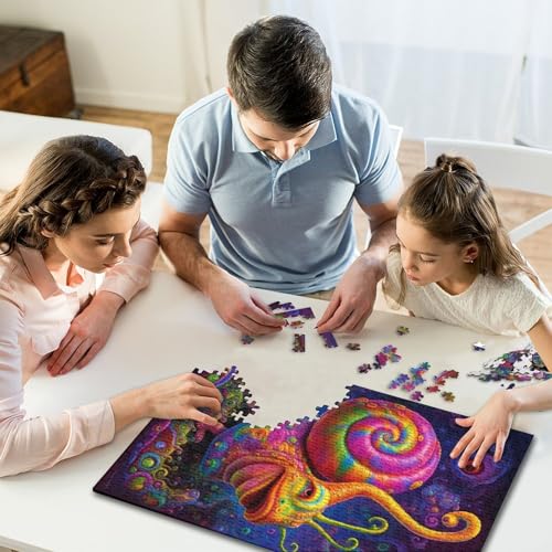 Puzzle mit 1000 Teilen, farbenfrohe psychedelische Schnecke, Puzzle zum Zusammenbauen, Spielzeug, interaktives Familienspiel, 1000 Teile (75 x 50 cm) von GQmoney