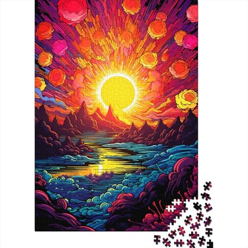 Puzzle mit 1000 Teilen, farbenfrohes Gemälde mit Sonnenuntergang, Puzzlespiel, Spielzeug für Kinder, Puzzles, 1000 Teile (75 x 50 cm) von GQmoney