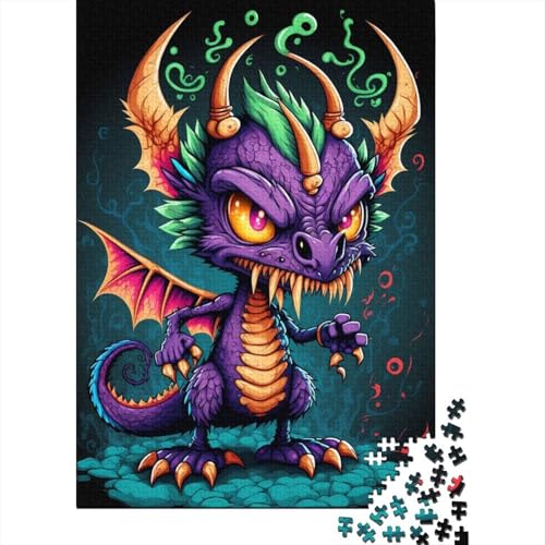 Puzzle mit 1000 Teilen, süßer, Aber böser Drache, Lernspiel, Spielzeug, Familiendekoration, Erwachsene, herausfordernd, 1000 Teile (75 x 50 cm) von GQmoney