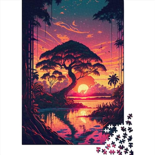 Puzzle mit 300 Teilen, tropischer Sonnenuntergang, Schwierigkeitsgrad für Erwachsene, Lernspiel, Spielzeug, Familiendekoration, 300 Stück (40 x 28 cm) von GQmoney