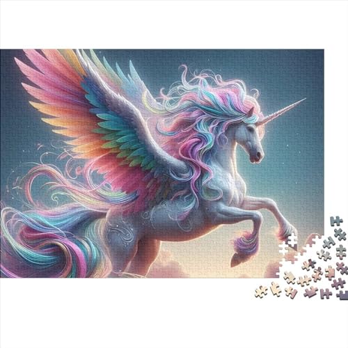 Puzzle mit fliegendem Einhorn, 500 Teile, Holzpuzzle für Erwachsene und Teenager, Familienspiel, 500 Teile (52 x 38 cm) von GQmoney