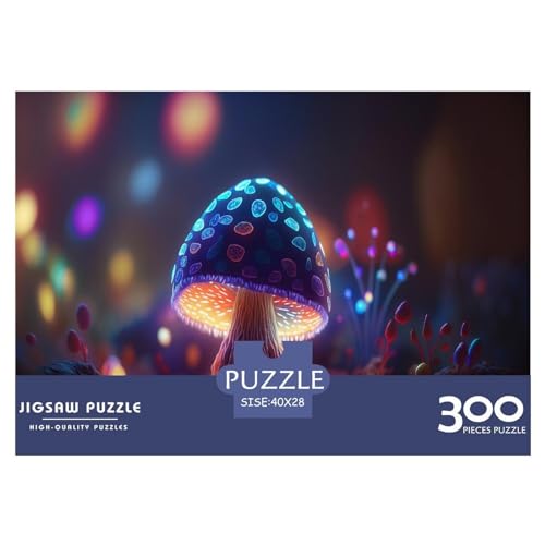 Puzzle mit leuchtenden Pilzen, 300 Teile, kreatives rechteckiges großes Familienpuzzlespiel, Kunstwerk für Erwachsene und Teenager, 300 Teile (40 x 28 cm) von GQmoney