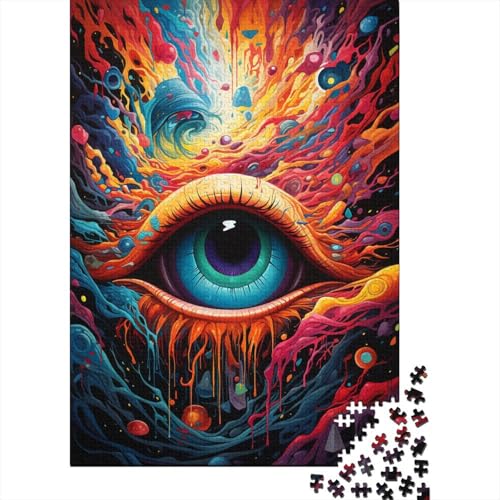 Puzzle mit psychedelischen farbigen Augen, Holzpuzzle, kreatives Puzzle, Teenager-Puzzle, Lernspiele, Spielzeug, 1000 Teile (75 x 50 cm) von GQmoney