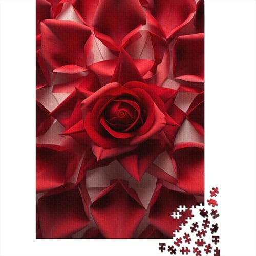 Puzzle mit roten Blumen, herausfordernd und denkwürdig, 100 % recycelter Karton, Puzzle für Erwachsene und Kinder, 38 x 26 cm, 1000 Teile von GQmoney