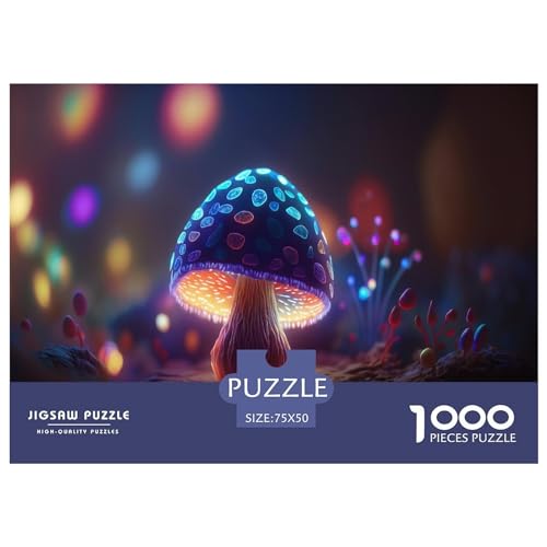 Puzzles 1000 Teile für Erwachsene, leuchtendes Pilzpuzzle für Erwachsene, Holzbrettpuzzles, Familiendekoration, 1000 Teile (75 x 50 cm) von GQmoney