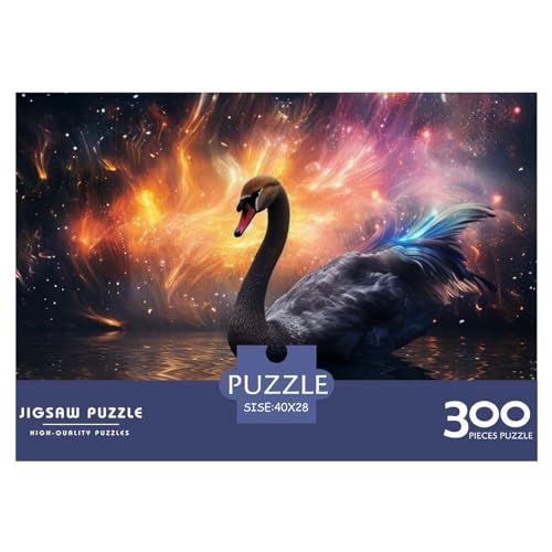 Puzzles für Erwachsene, 300-teiliges Puzzle für Erwachsene, Tier-Schwarzer Schwan, kreative rechteckige Puzzles, Holzpuzzle, Puzzle 300 Teile (40 x 28 cm) von GQmoney