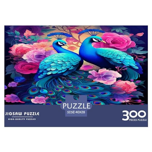 Puzzles für Erwachsene, 300-teiliges Puzzle für Erwachsene, kreatives rechteckiges Puzzle mit blauem Pfau, Holzpuzzle, Puzzle 300 Teile (40 x 28 cm) von GQmoney