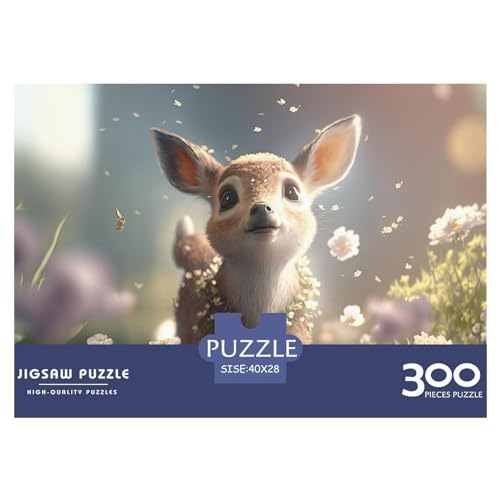 Puzzles für Erwachsene, 300-teiliges Puzzle für Erwachsene, kreatives rechteckiges Puzzle mit süßem Hirsch, Holzpuzzle, Puzzle 300 Teile (40 x 28 cm) von GQmoney