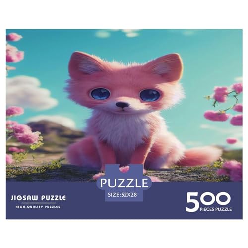 Puzzles für Erwachsene, 500-teiliges Puzzle für Erwachsene, niedlicher Fuchs, kreative rechteckige Puzzles, Holzpuzzle, Puzzle 500 Teile (52 x 38 cm) von GQmoney