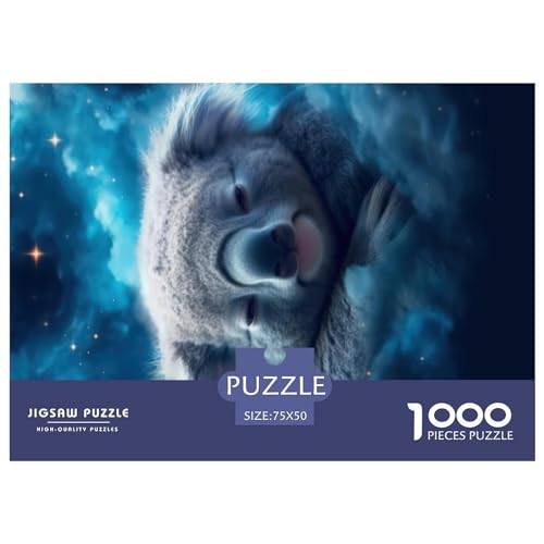Puzzles für Erwachsene, niedlicher Koala, Holzpuzzle, 1000 Teile, kreatives rechteckiges Puzzle, Denksportaufgaben, Spiel, 1000 Teile (75 x 50 cm) von GQmoney