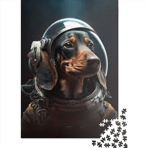 Puzzles für Kinder, Dackel-Astronaut, Puzzles für Kinder, 1000 Teile, Holzpuzzles für Erwachsene, Puzzles für Kinder und Teenager, Puzzlespiel (75 x 50 cm) von GQmoney