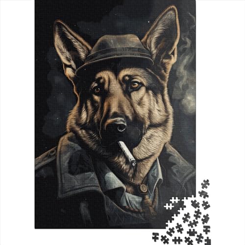 Puzzles für Kinder, Deutscher Schäferhund, Puzzles für Kinder, 500 Stück, Holzpuzzles für Erwachsene, 500 Teile, Puzzles für Kinder, Teenager, Puzzlespiel, 500 Teile (52 x 38 cm) von GQmoney