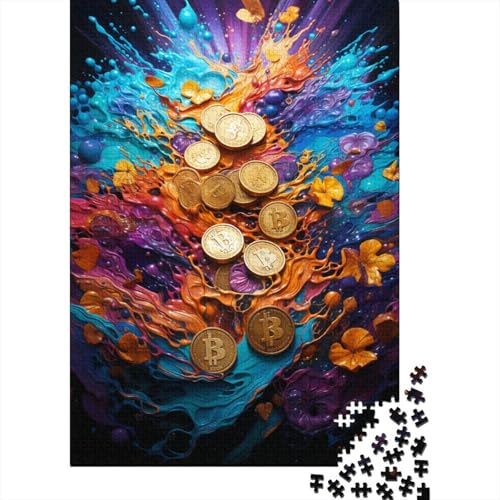 Puzzles für Kinder, Malen von farbigen Goldmünzen, Puzzles aus Holz, kreatives Puzzle für Familienfreunde, Spiel, Puzzle, lustiges Spielzeug, Geschenke, 1000 Teile (75 x 50 cm) von GQmoney