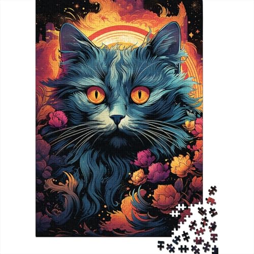 Puzzles für Kinder, Puzzles für Kinder, exotische Katzen-Puzzles, aus Holz, kreatives Puzzle, für Familienfreunde, Spiel, Puzzle, lustiges Spielzeug, Geschenke, 500 Stück (52 x 38 cm) von GQmoney