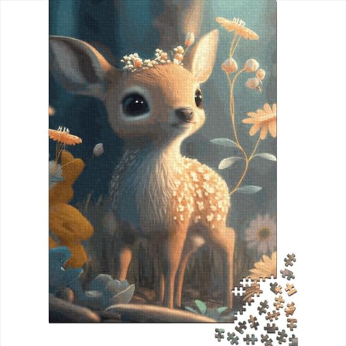 Puzzles für Kinder, niedliches Hirsch-Puzzle für Kinder, 1000 Teile, Holzpuzzle für Erwachsene, Puzzles für Kinder und Teenager, Puzzlespiel 1000 Teile (75 x 50 cm) von GQmoney