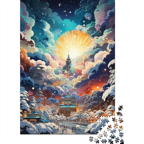 Puzzles für Kinder, psychedelische Schneelandschaft, Puzzles aus Holz, kreatives Puzzle für Familienfreunde, Spiel, Puzzle, lustiges Spielzeug, Geschenke, 300 Teile (40 x 28 cm) von GQmoney