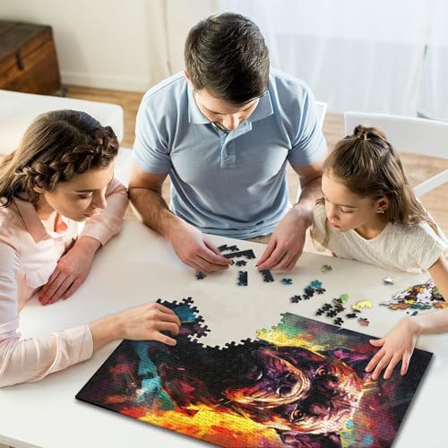 Puzzles für Kinder, psychedelisches Geistertier, Boxer-Puzzles aus Holz, kreatives Puzzle für Familie und Freunde, lustiges Spielzeug, Geschenke, 300 Teile (40 x 28 cm) von GQmoney