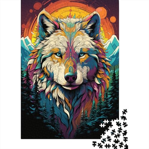 Puzzles für Kinder „Die Psychedelia des wunderschönen Wolfs“, kreatives Holzpuzzle, Familien- und Freundesspiel, lustiges Spielzeug, Geschenke, 1000 Teile (75 x 50 cm) von GQmoney