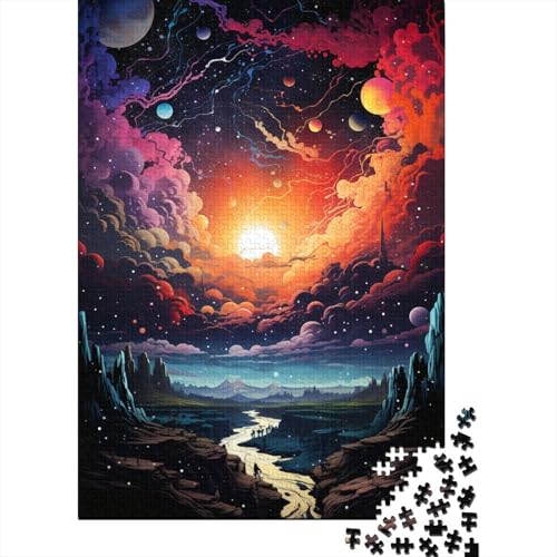 Puzzles für Kinder Puzzles für Kinder Fantasie-Sonnenuntergang-Puzzles aus Holz, kreatives Puzzle für Familienfreunde, Spiel, Puzzle, lustiges Spielzeug, Geschenke, 500 Stück (52 x 38 cm) von GQmoney