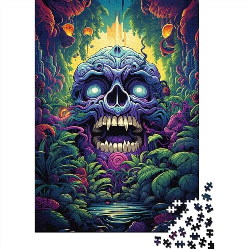 Puzzles für Kinder Puzzles für Kinder Fantasie-Totenkopf-Puzzles aus Holz, kreatives Puzzle für Familienfreunde, Spiel, Puzzle, lustiges Spielzeug, Geschenke, 500 Stück (52 x 38 cm) von GQmoney