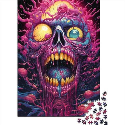 Puzzles für Kinder Puzzles für Kinder Psychedelic Skull Art6 Puzzles aus Holz Kreatives Puzzle Familienfreunde-Spiel Puzzle Lustiges Spielzeug Geschenke 500 Teile (52x38cm) von GQmoney