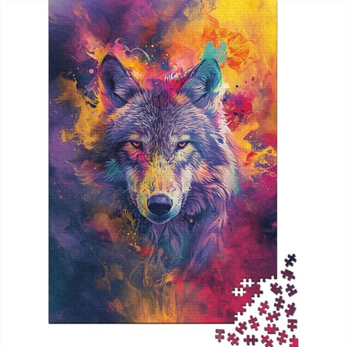 Puzzles für Kinder Puzzles für Kinder Psychedelische Sternenwölfe Puzzles aus Holz Kreatives Puzzle für Familienfreunde Spiel Puzzle Lustiges Spielzeug Geschenke 500 Teile (52x38cm) von GQmoney