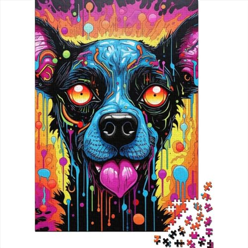 Puzzlespiel für Erwachsene, Art Dog, Holzpuzzles für Kinder, Puzzles für Kinder, Lernspiel, Herausforderungsspielzeug, Familie, 300 Teile (40 x 28 cm) von GQmoney