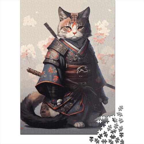 Samurai-Katze, 500-teiliges Puzzle für Erwachsene, Puzzle für Kinder, 500-teiliges Puzzlespiel für Kinder, Puzzlegeschenk, 500 Teile (52 x 38 cm) von GQmoney