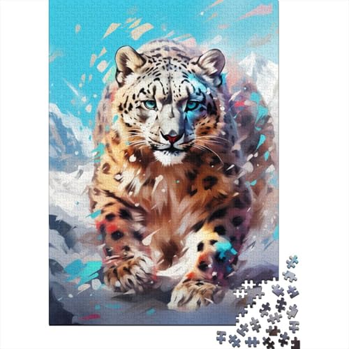 Schneeleopard-Puzzle, Dekompressionsspielzeug, 100 % recycelter Karton, Puzzle für Erwachsene und Teenager, 38 x 26 cm, 1000 Teile von GQmoney