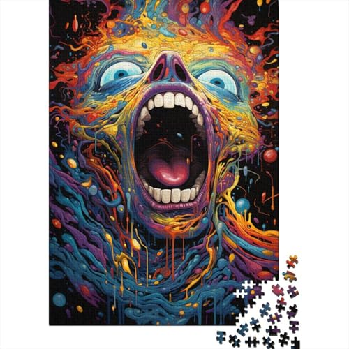 Schreiendes, farbenfrohes Psychedelia-Puzzle, Holzpuzzle, kreative Puzzles, Teenager-Puzzles, Lernspiele, Spielzeug, 1000 Teile (75 x 50 cm) von GQmoney