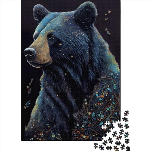 Schwarzbär-Tuschemalerei, 1000-teiliges Puzzle für Erwachsene | | Familienspaß-Puzzles für Erwachsene, Geschenke, Denkspiele, 1000 Teile (75 x 50 cm) von GQmoney